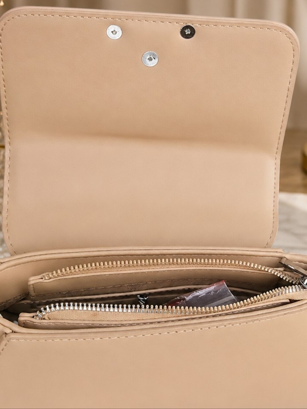 2Louise et Cie Cream Satchel with Scarf Handle - Picture 3 of 5